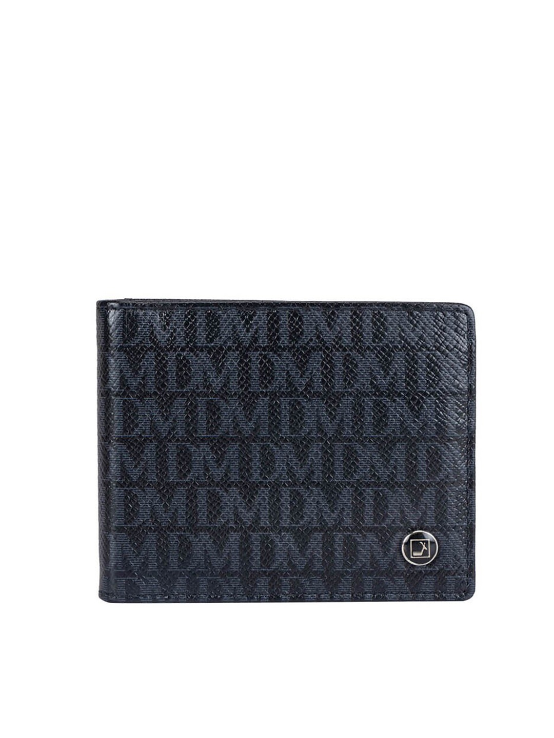 

Da Milano Typography Printed Leather Two Fold Wallet, Black