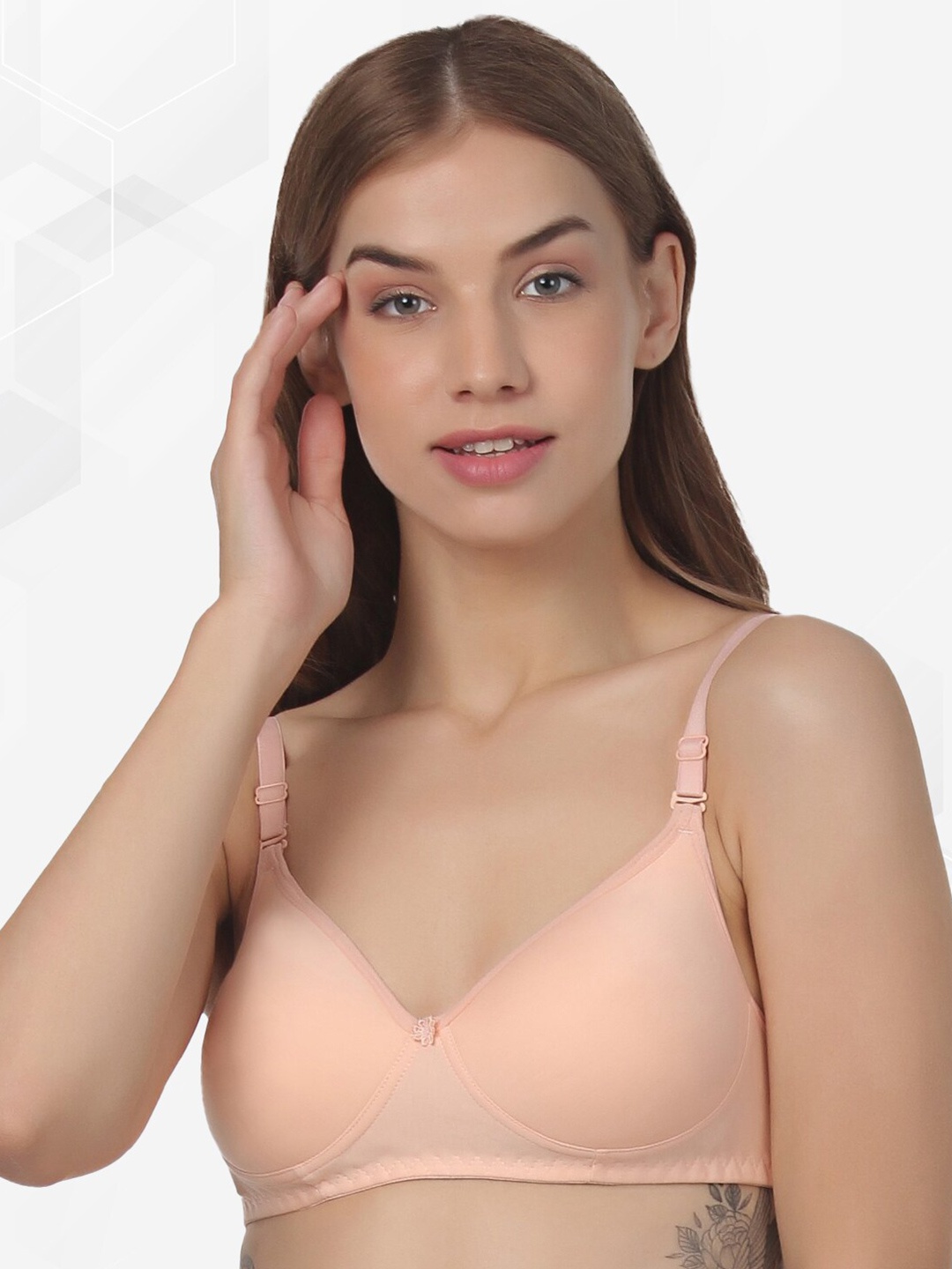 

ACCEZORY Kamini Lightly Padded T-Shirt Bra Full Coverage Super Support All Day Comfort, Peach