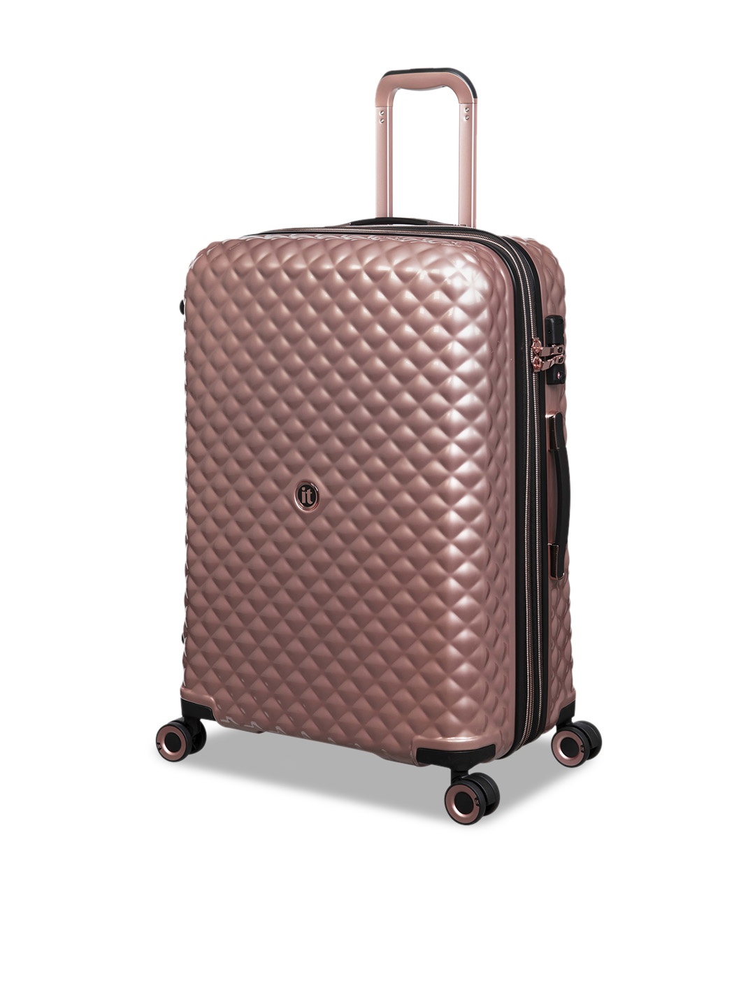 

IT luggage Glitzy Textured Hard-Sided Medium Trolley Bag -24 inches, Rose gold