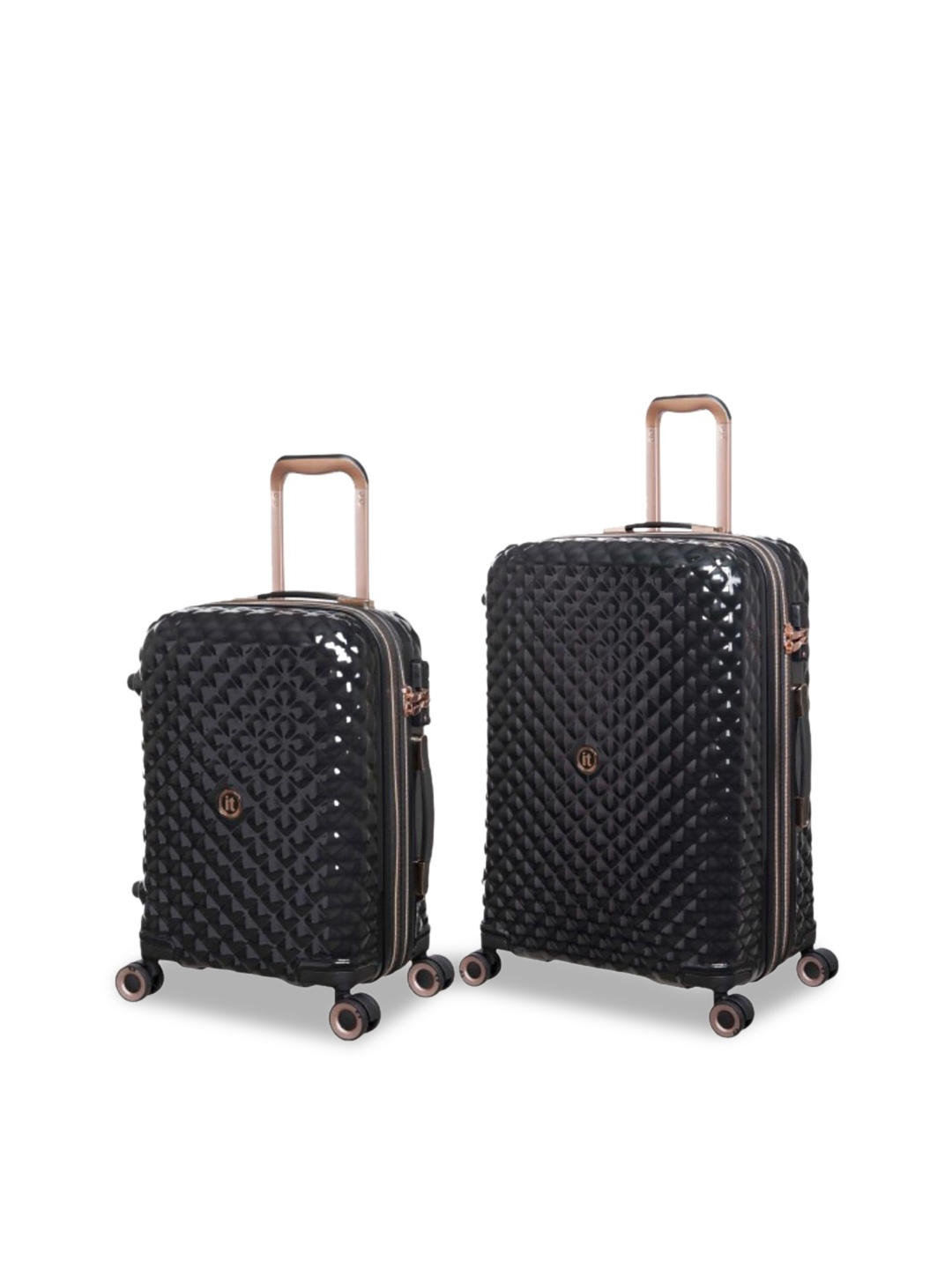 

IT luggage Glitzy Set of 2 Textured Hard-sided Medium Trolley Suitcase- 20 & 24, Black