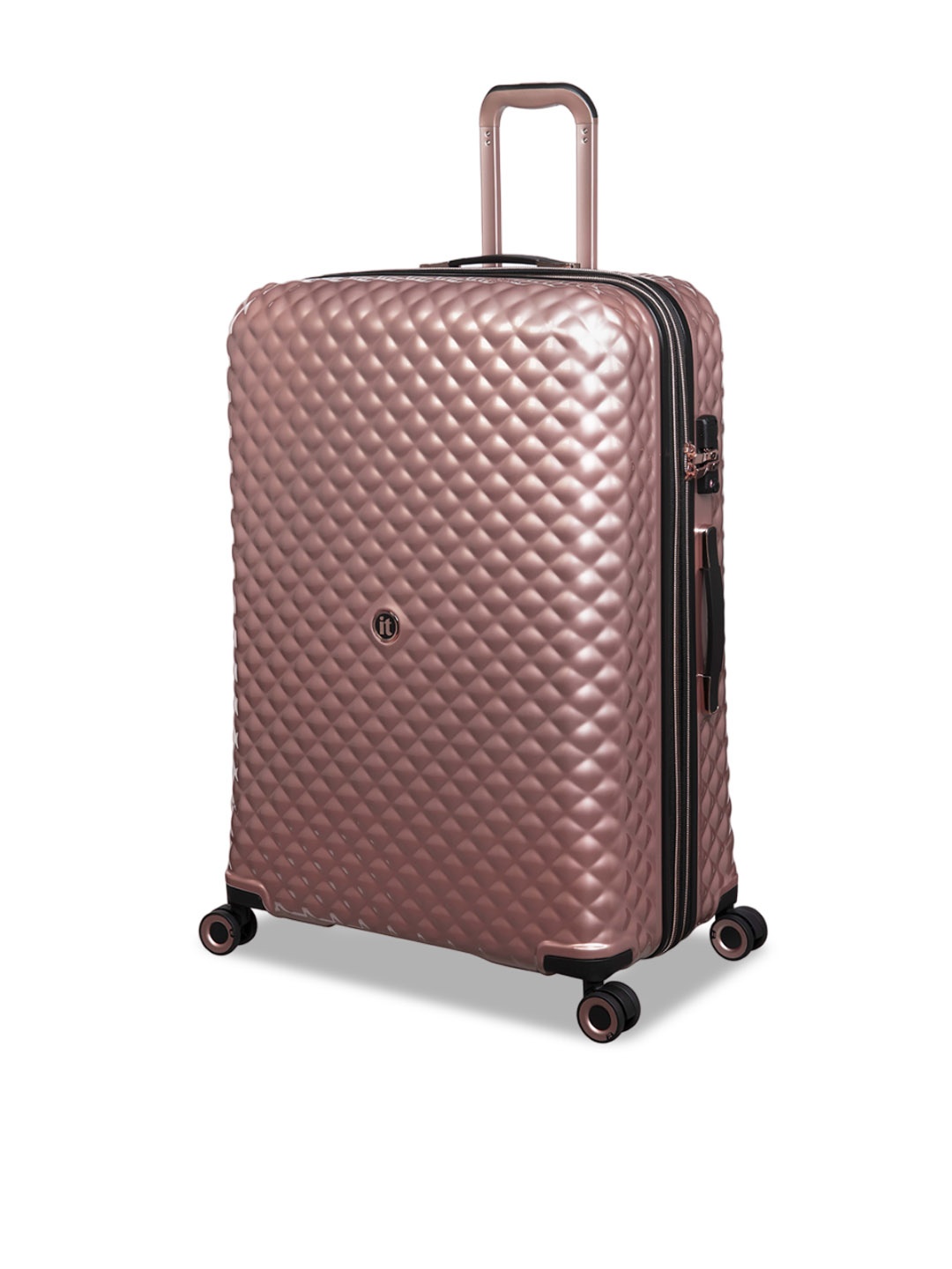 

IT luggage Glitzy Textured Hard-Sided Large Trolley Bag 28 inches, Rose gold