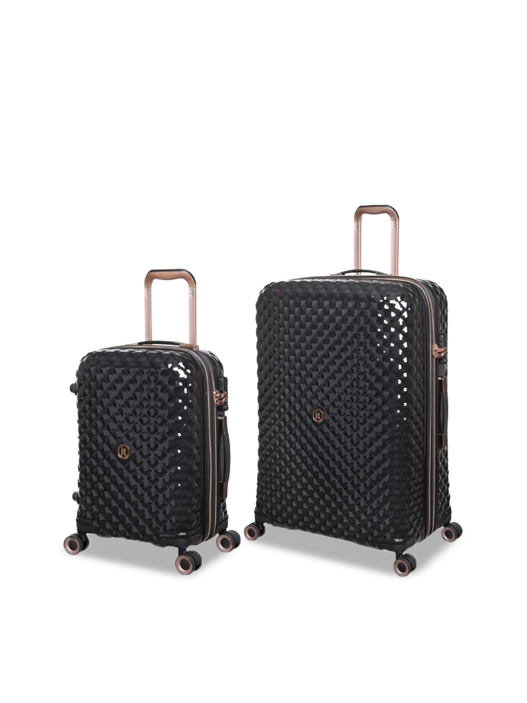 

IT luggage Glitzy Set Of 2 Textured Hard-Sided Trolley Bag- 20 & 28 inches, Black