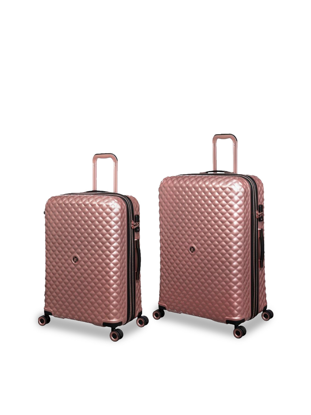 

IT luggage Glitzy Set Of 2 Textured Hard-Sided Trolley Bag- 24 & 28 inches, Rose gold