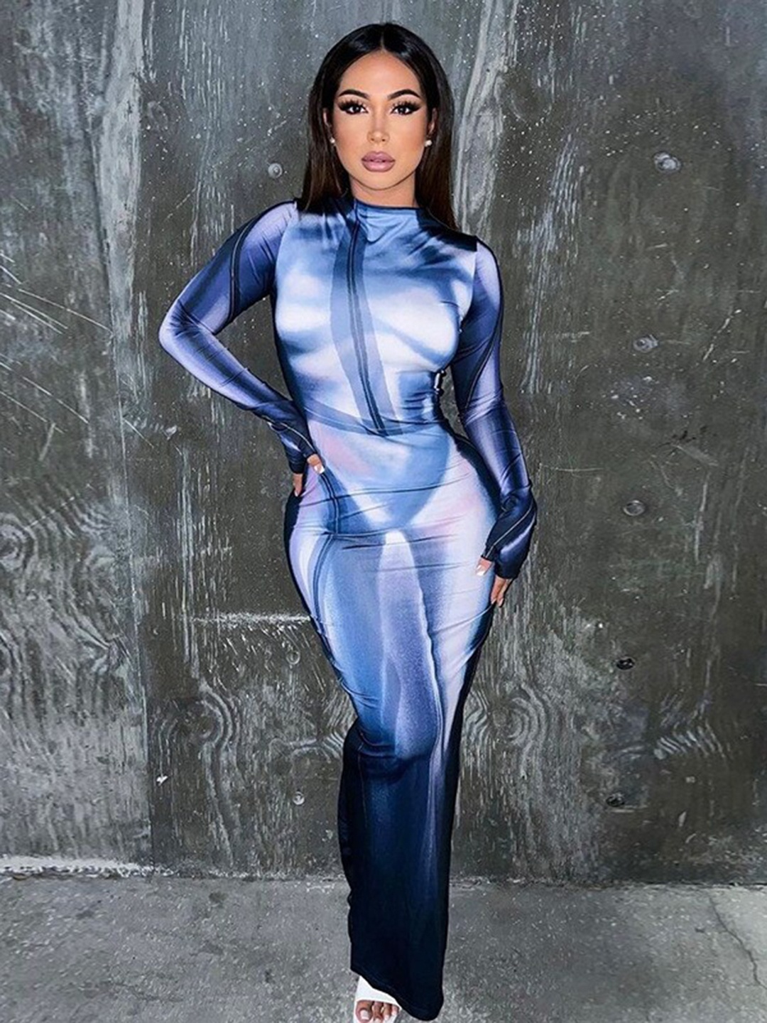 

StyleCast Blue & White Abstract Printed Bodycon Dress