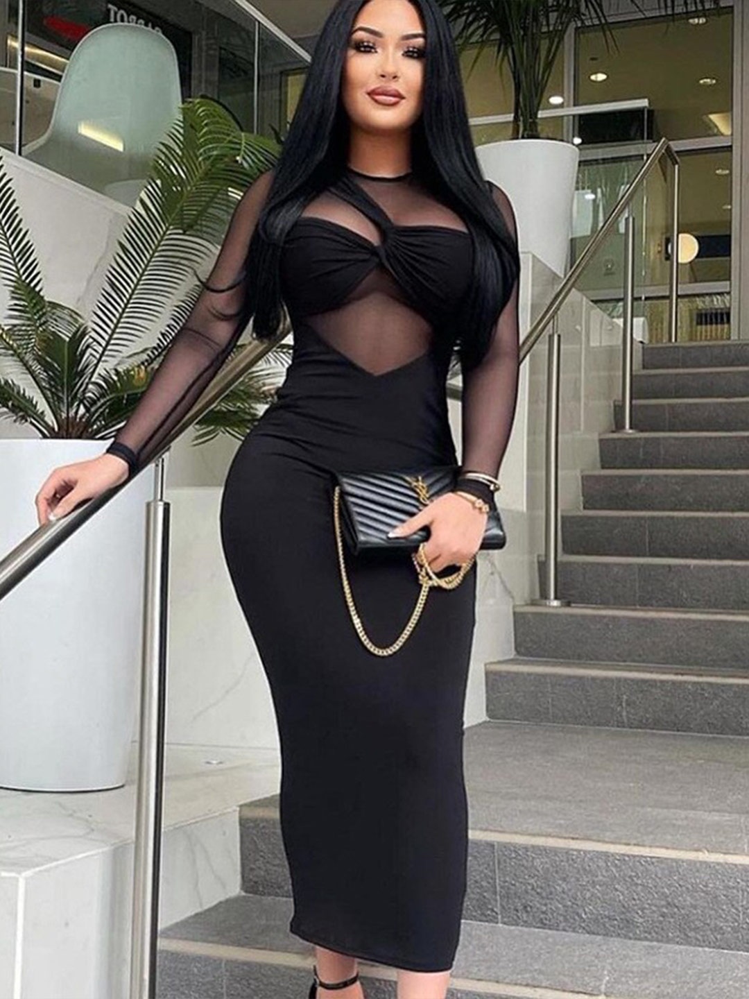 

StyleCast High Neck Bodycon Dress, Black