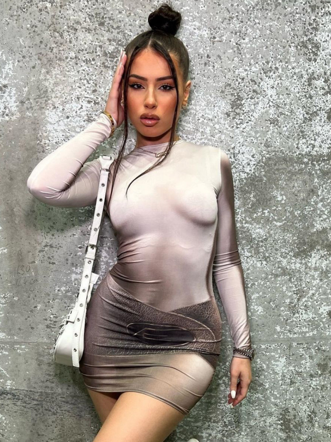 

StyleCast High Neck Bodycon Dress, Grey