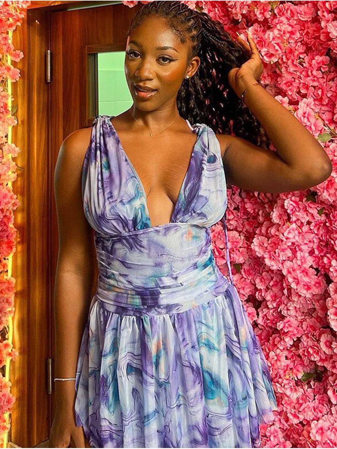 

StyleCast Blue Floral Print Asymmetric Hem Fit & Flare Dress