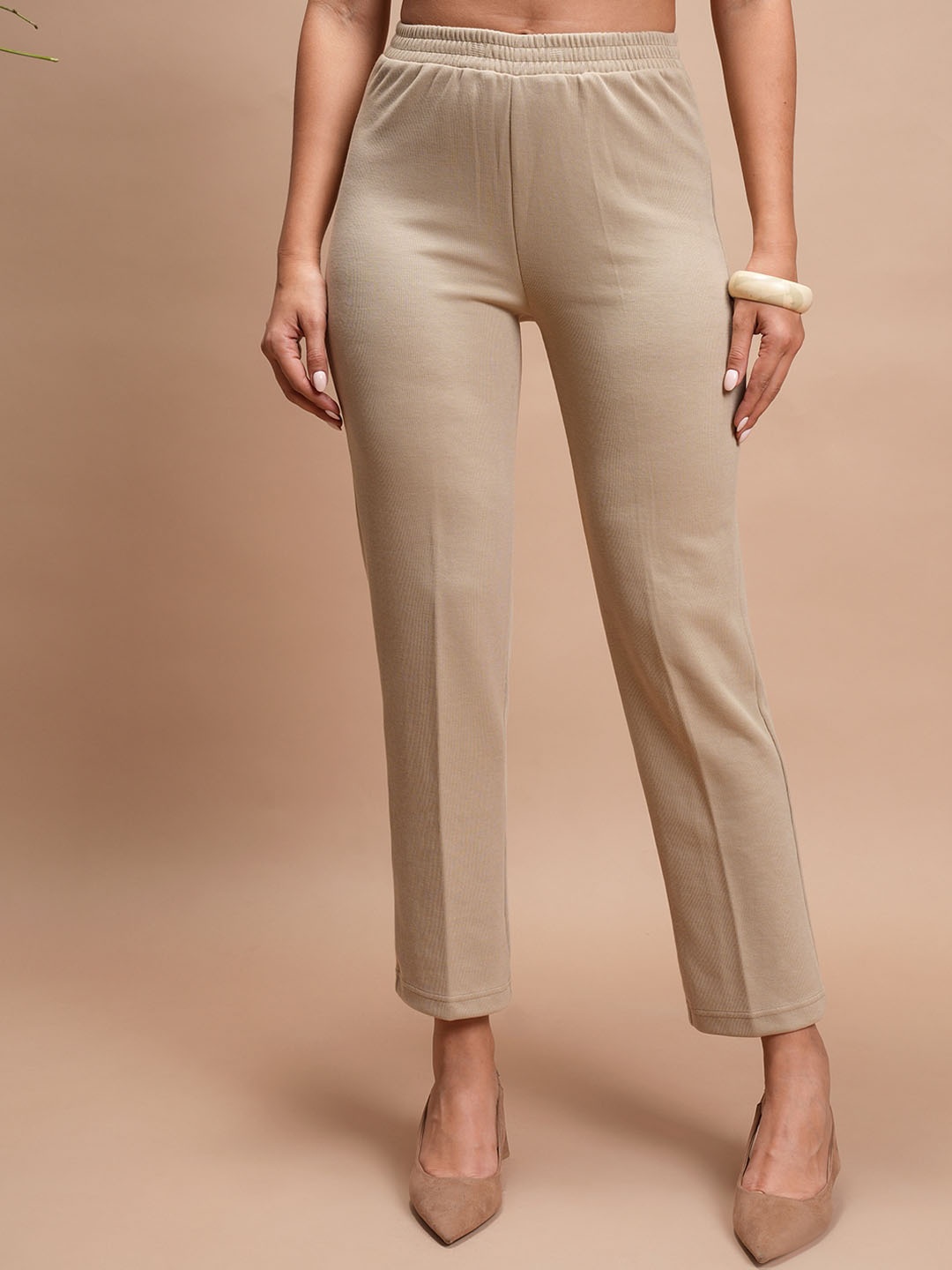 

Vishudh Winter Taupe Slim Fit Trousers