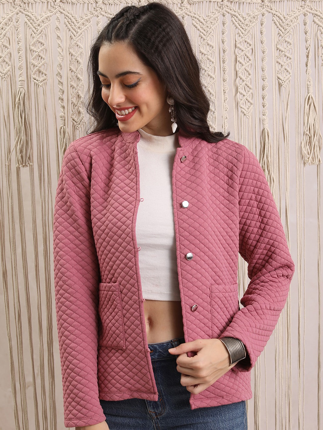 

Vishudh Winter Open Front Jacket, Rose