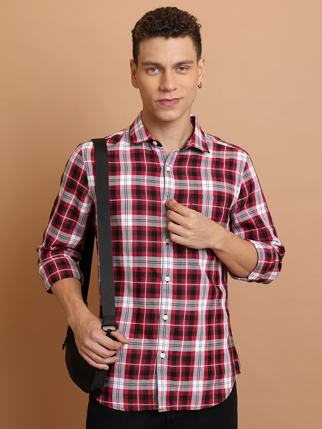 

HIGHLANDER Slim Fit Tartan Checked Casual Shirt, White