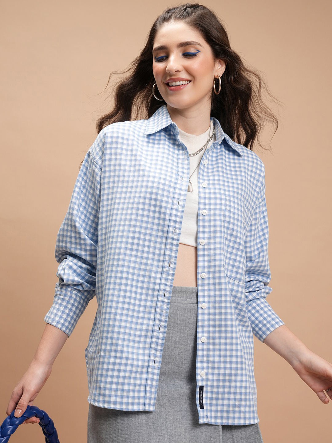 

Tokyo Talkies Gingham Checks Casual Shirt, Blue