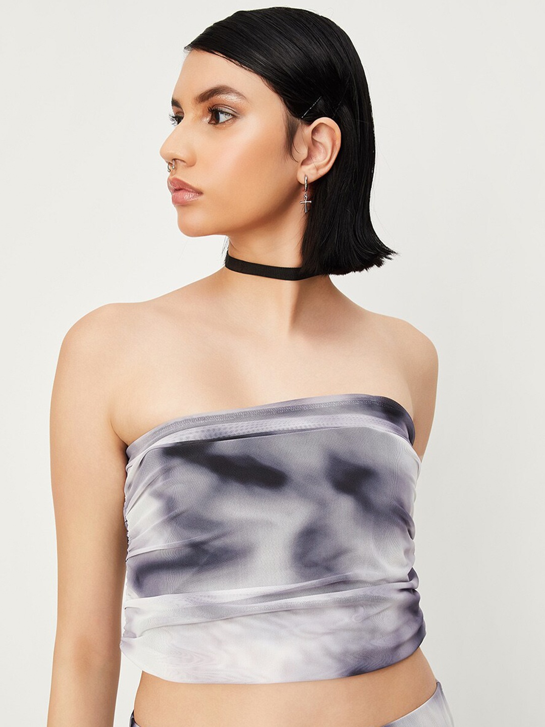 

max Tie & Dye Tube Crop Top, Black