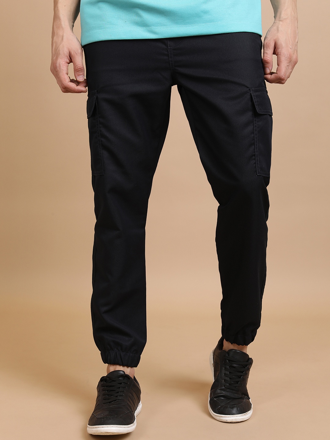 

HIGHLANDER Men Mid-Rise Cargo Style Jogger Trouser, Navy blue