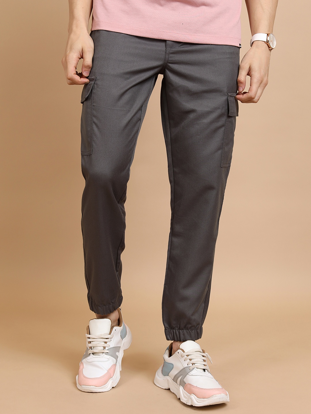 

HIGHLANDER Men Cargo Jogger Trousers, Grey