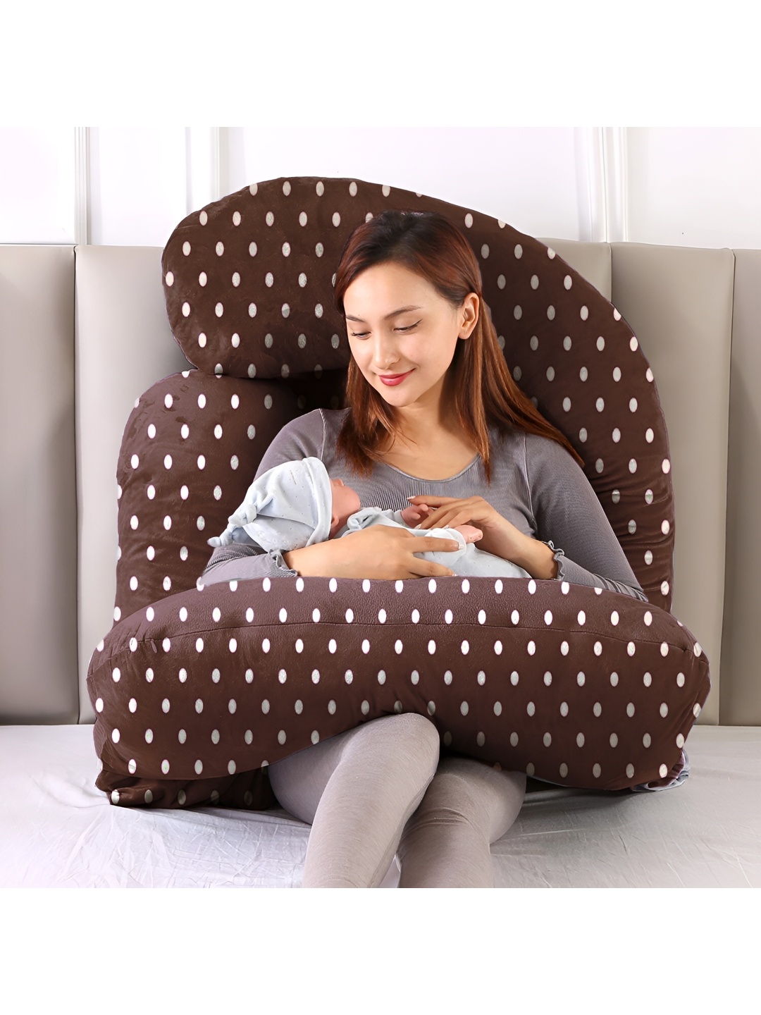 

DADDY COOL Brown Fibre Filled Faux Velvet Ultra Soft Maternity Pillow