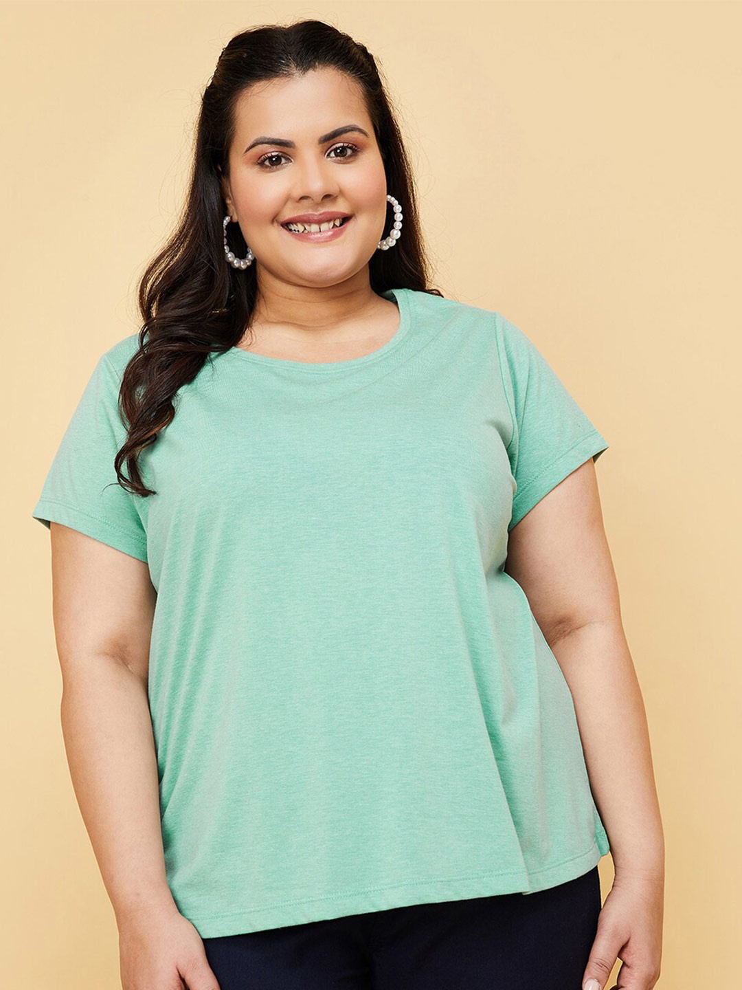 

max Round Neck Cotton T-shirt, Green