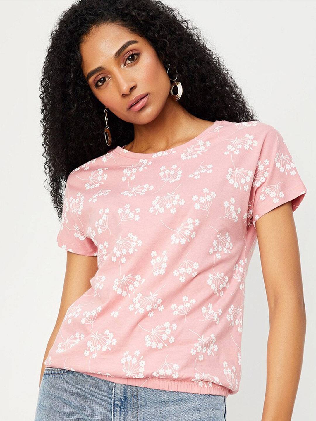 

max Floral Printed Pure Cotton T-shirt, Pink