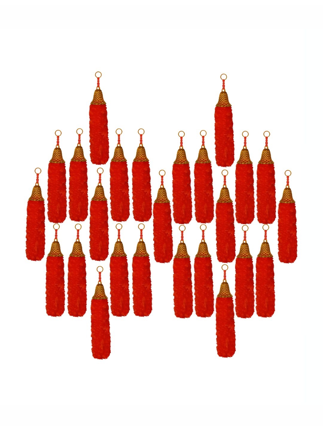 

iHandikart Red 25 Pieces Wool Tassels Hanging Garland Festive Decor