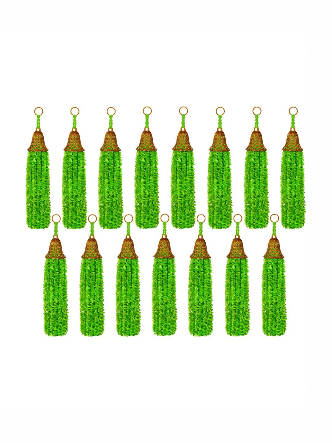 

iHandikart Green 15 Pieces Wool Tassels Hanging Garlands Festive Decor