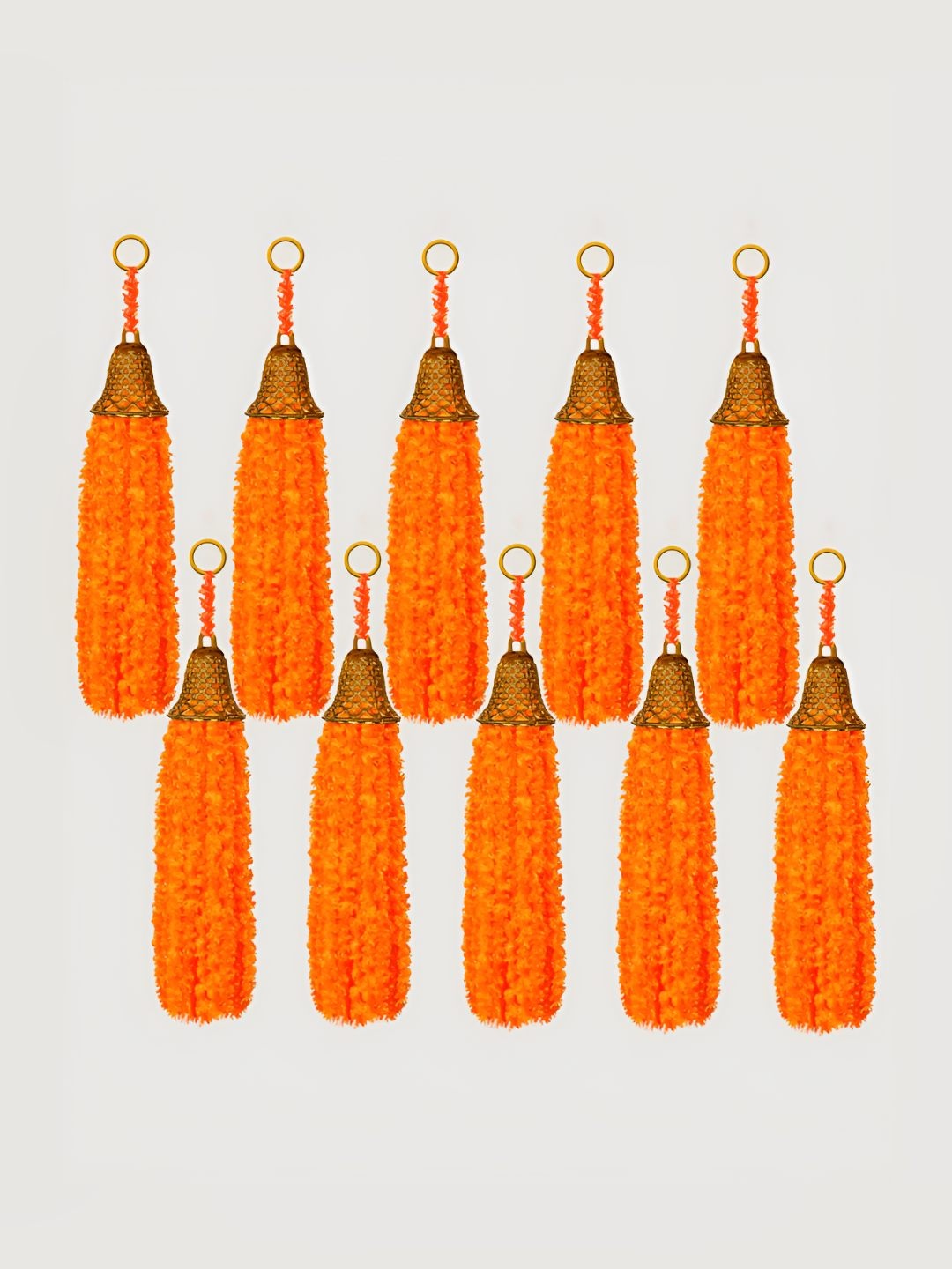 

iHandikart Yellow 10 Pieces Wool Tassels Hanging Garland Festive Decor, Orange