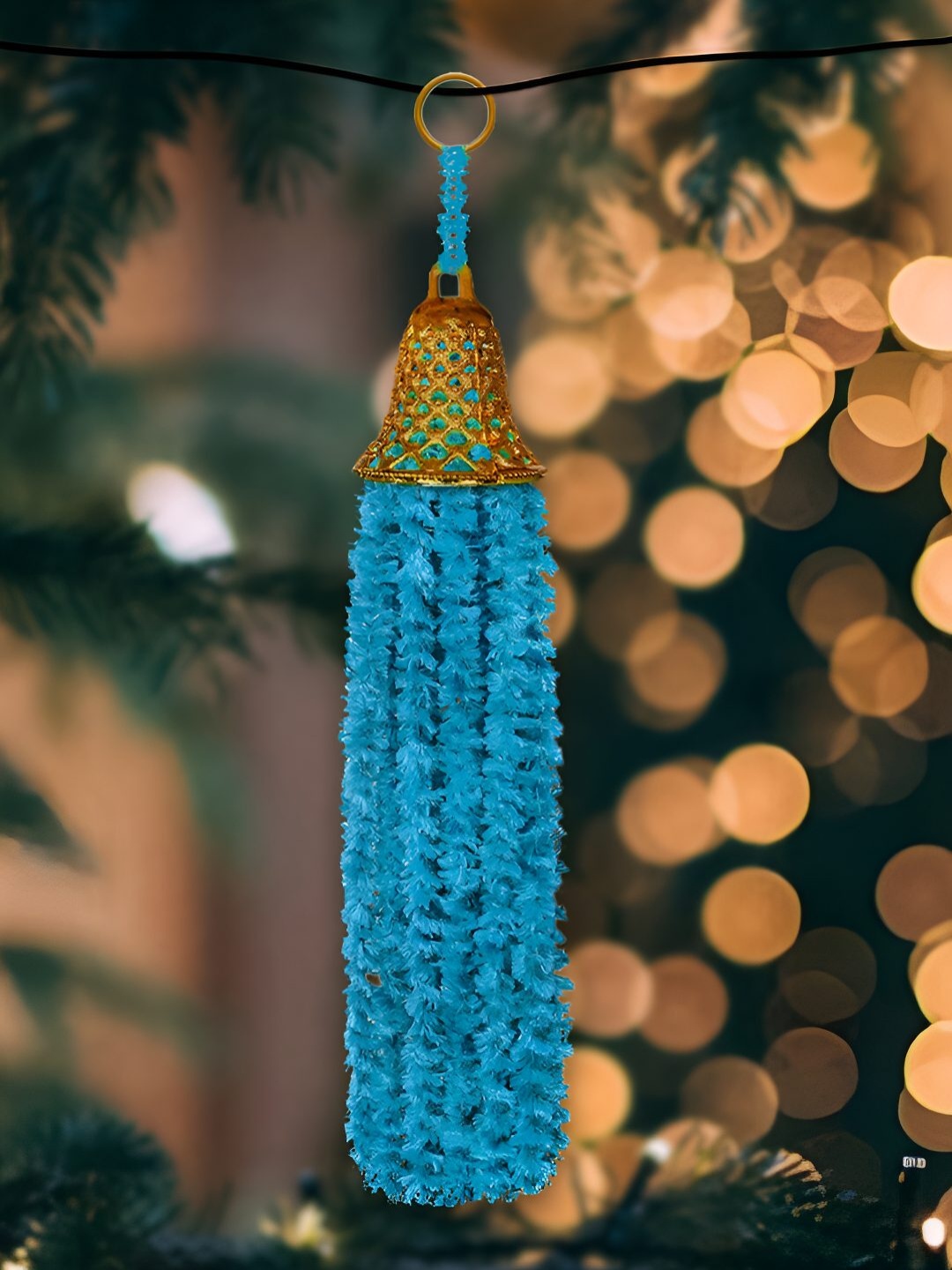 

iHandikart Blue 10 Pieces Wool Tassels Hanging Garlands Festive Decor