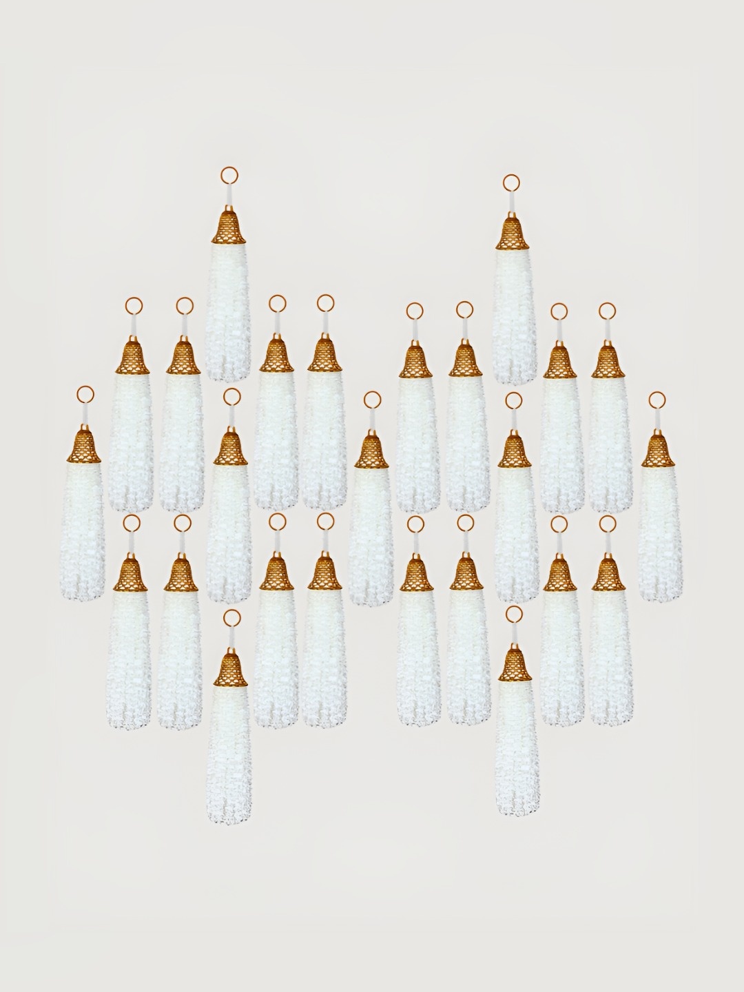 

iHandikart White 25 Pieces Wool Tassels Hanging Garland Festive Decor
