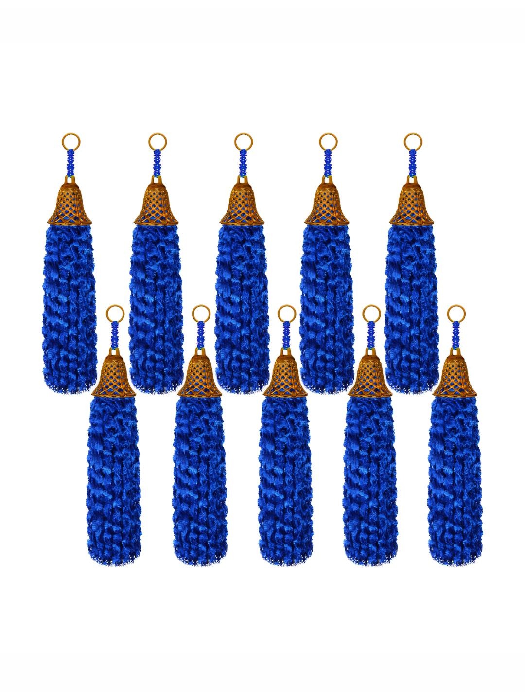 

iHandikart Blue 10 Pieces Wool Tassels Hanging Garlands Festive Decor