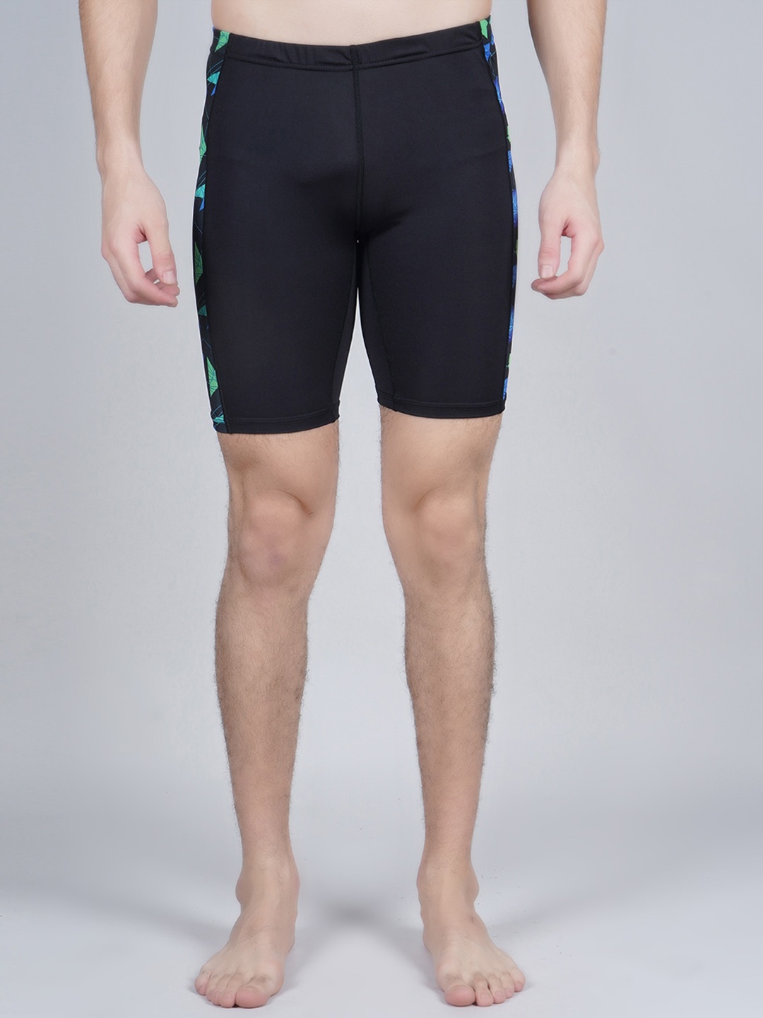 

NEVER LOSE Men High Waist Swim Bottoms, Black