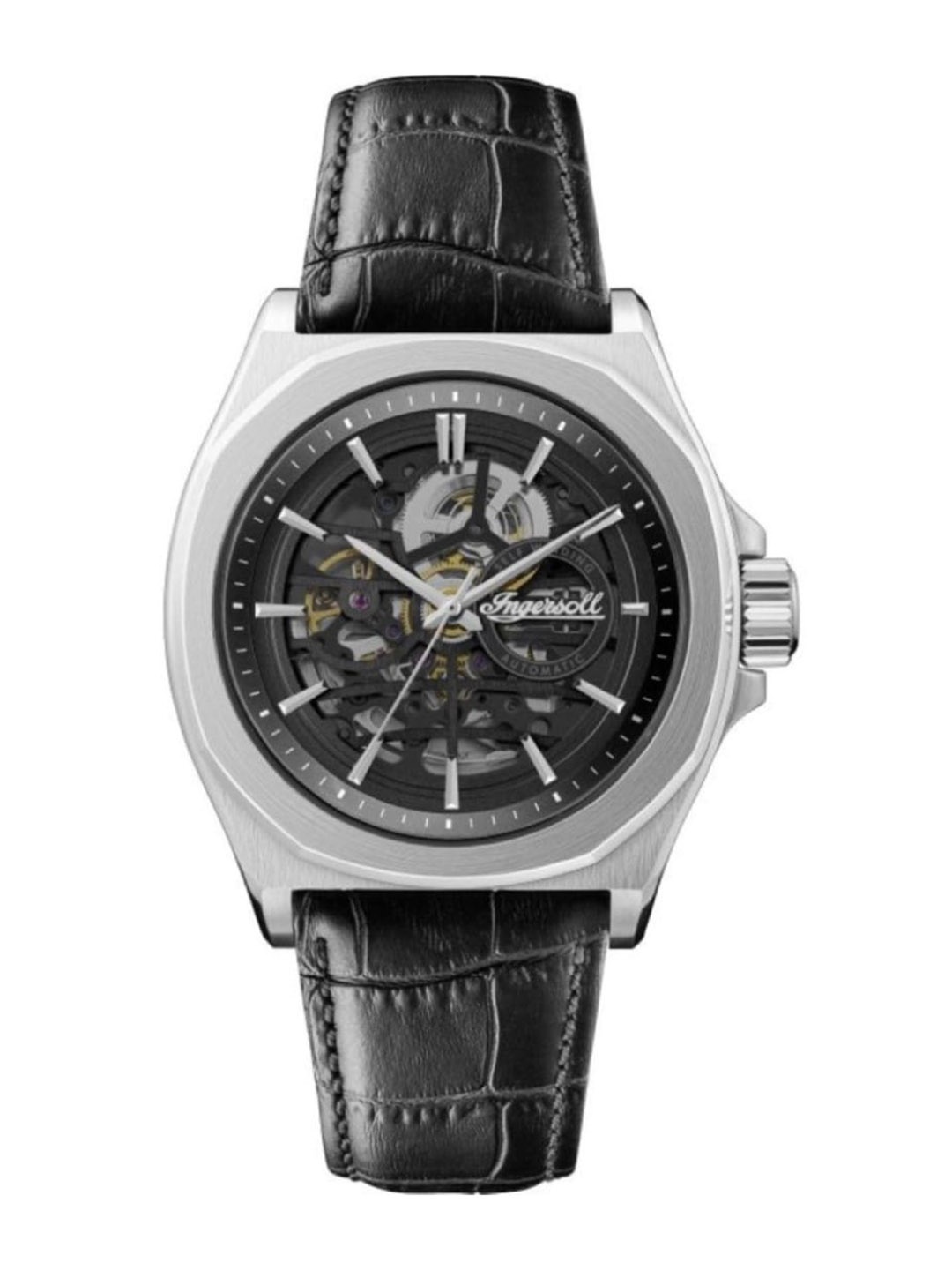 

Ingersoll Men Skeleton Dial & Leather Analogue Automatic Motion Powered Watch I09302B, Black