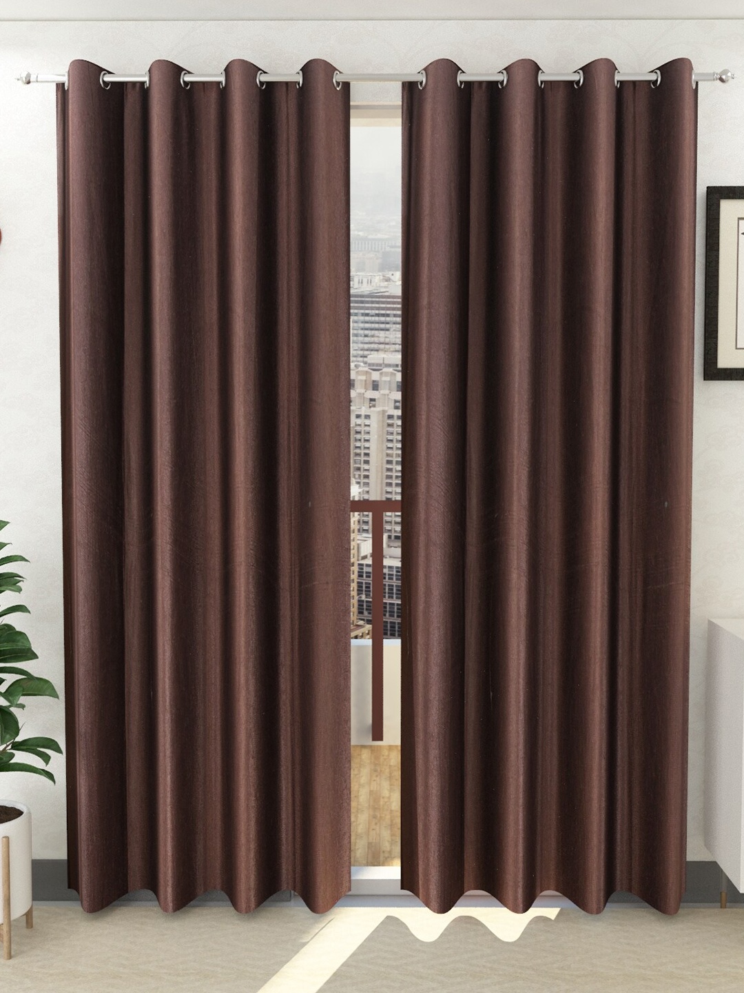 

Panipat Textile Hub Brown 2 Pieces Window Curtains