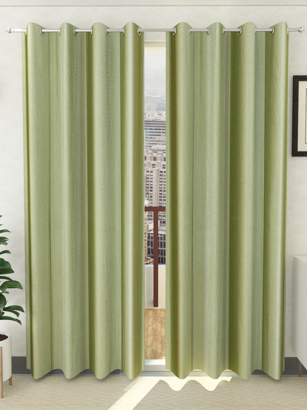 

Panipat Textile Hub Green 2 Pieces Window Curtains