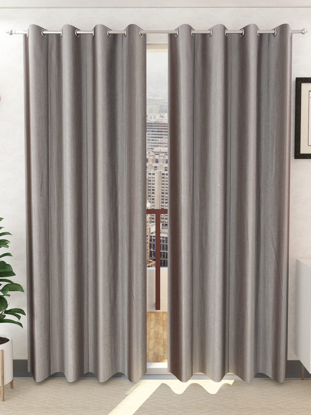 

Panipat Textile Hub Grey 2 Pieces Window Curtains