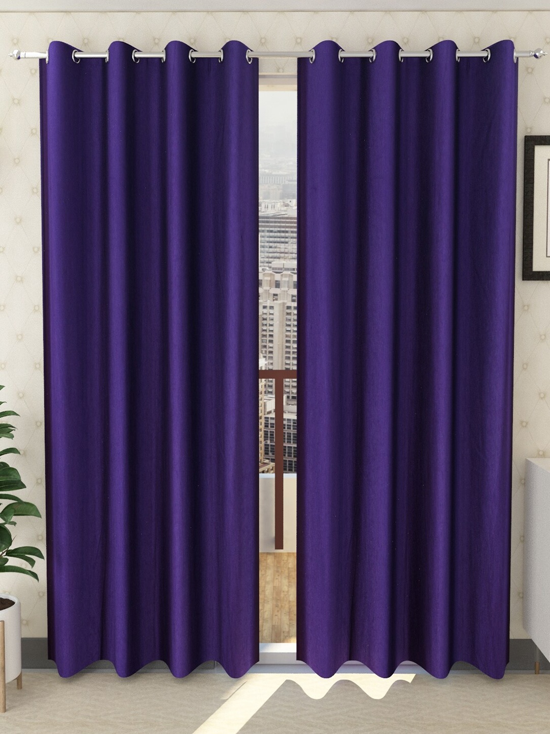 

Panipat Textile Hub Purple 2 Pieces Window Curtains