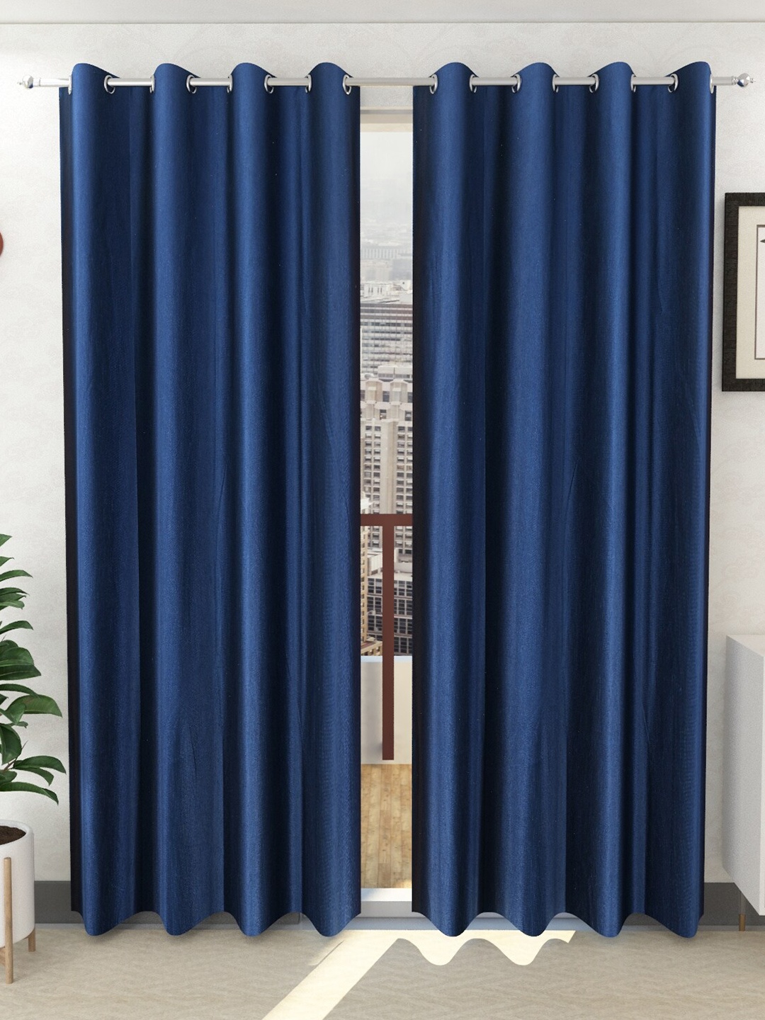 

Panipat Textile Hub Navy Blue 2 Pieces Window Curtains