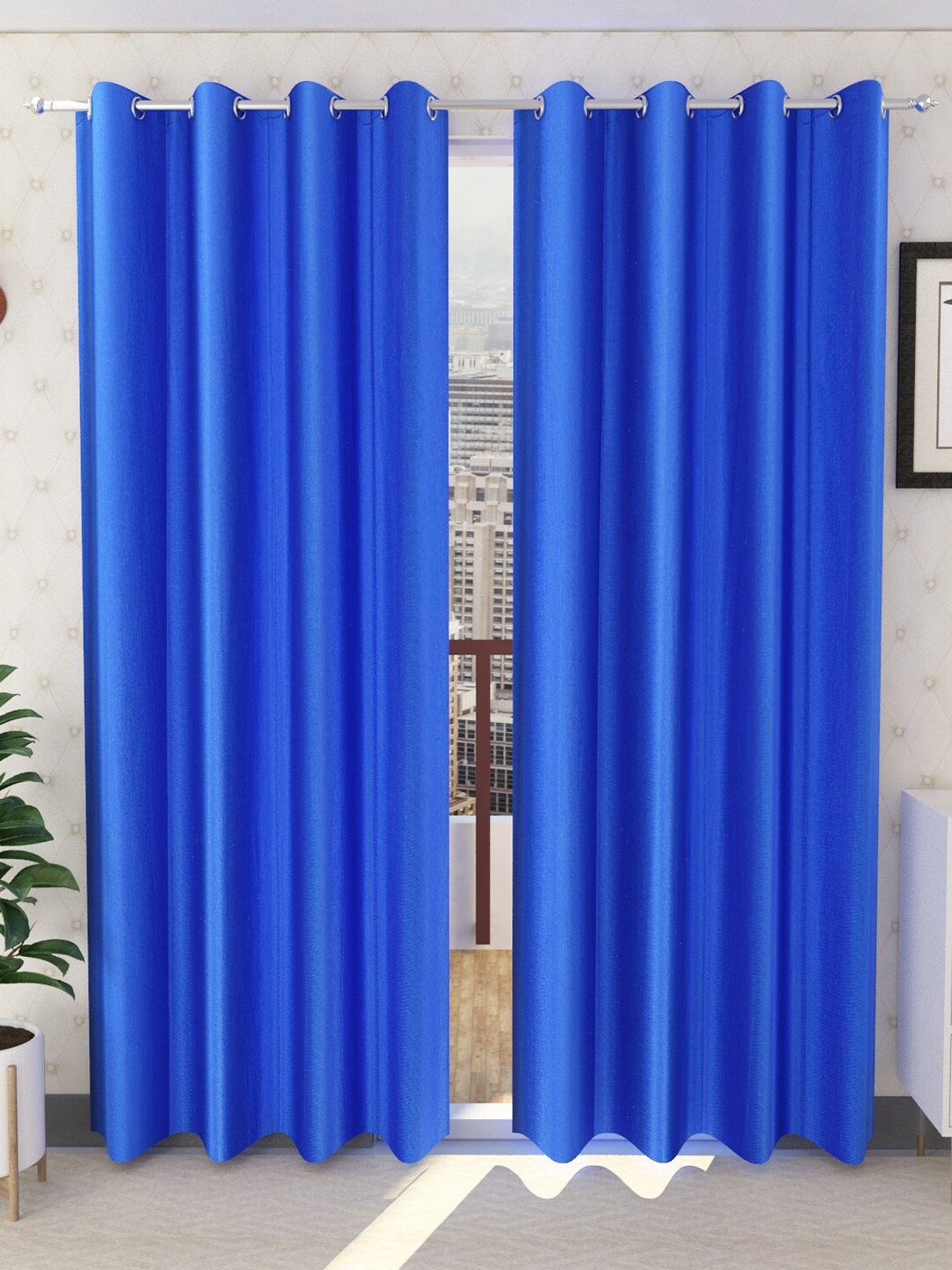 

Panipat Textile Hub Blue 2 Pieces Window Curtains