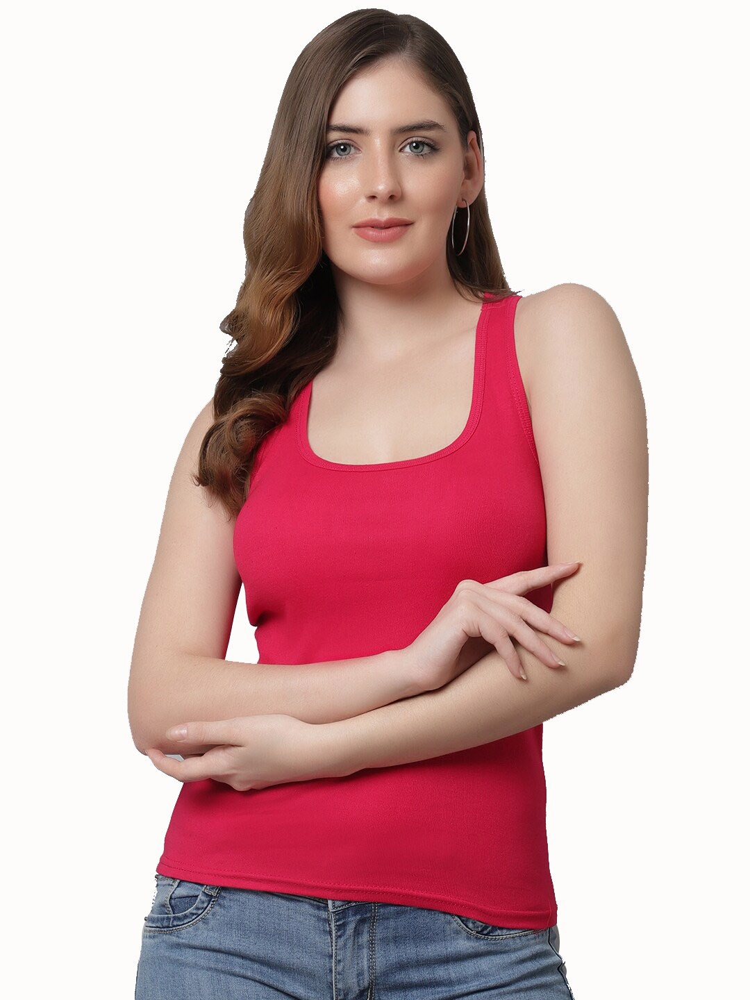 

KEX Cotton Sleeveless Tank Top, Pink