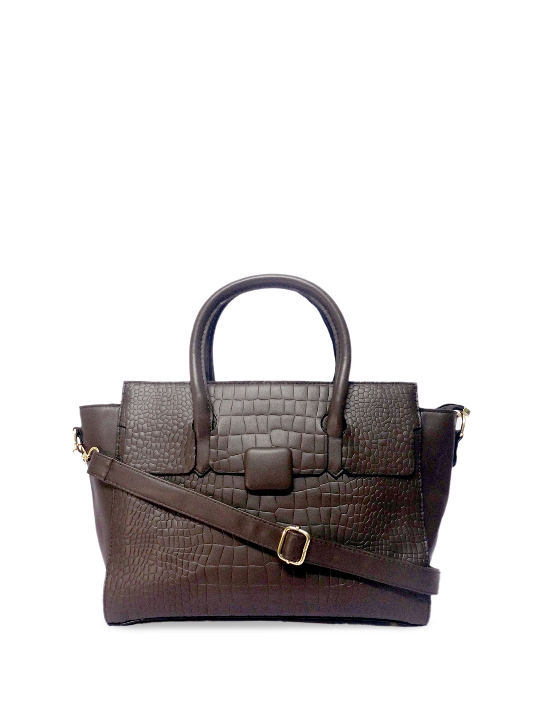 

CHRONICLE Textured Structured Handheld Bag, Coffee brown