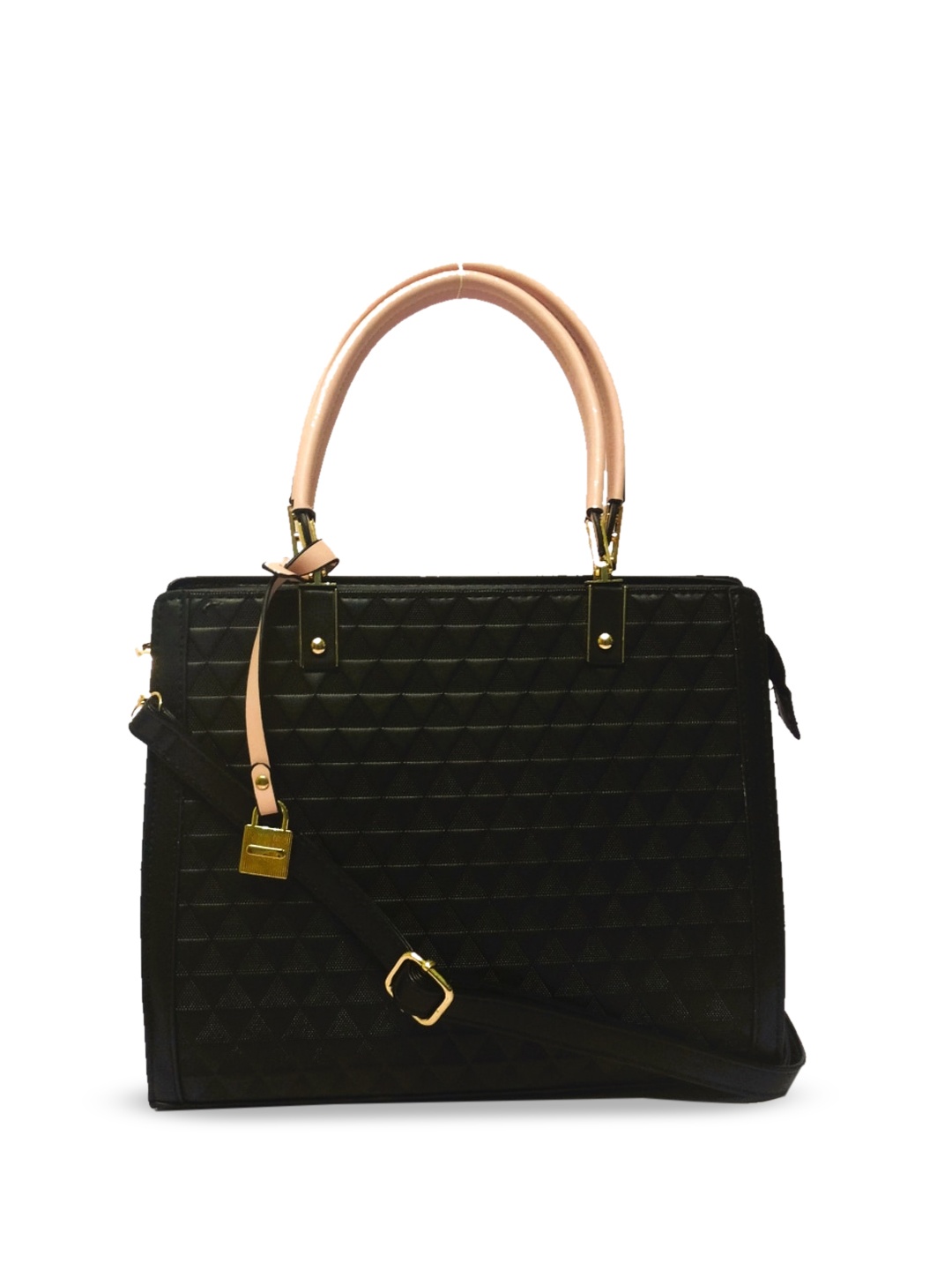 

CHRONICLE Textured PU Structured Handheld Bag, Black