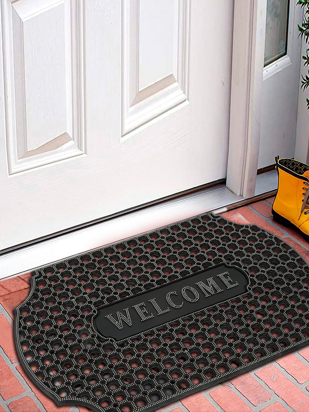 

HOSTA HOMES Black Rubber High Quality Anti-Skid Doormat