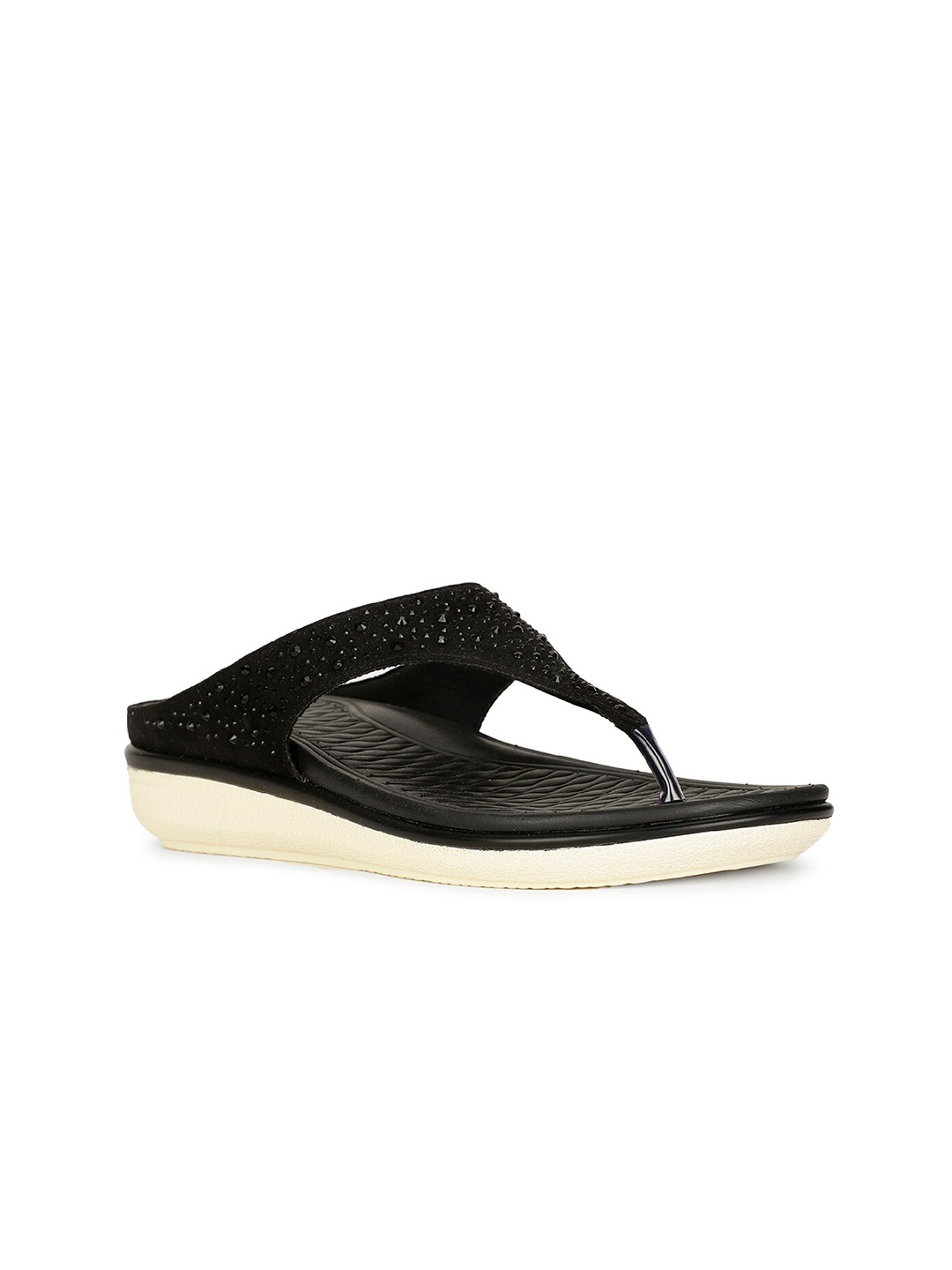 

Bata comfit Women Embellished T-Strap Flats, Black