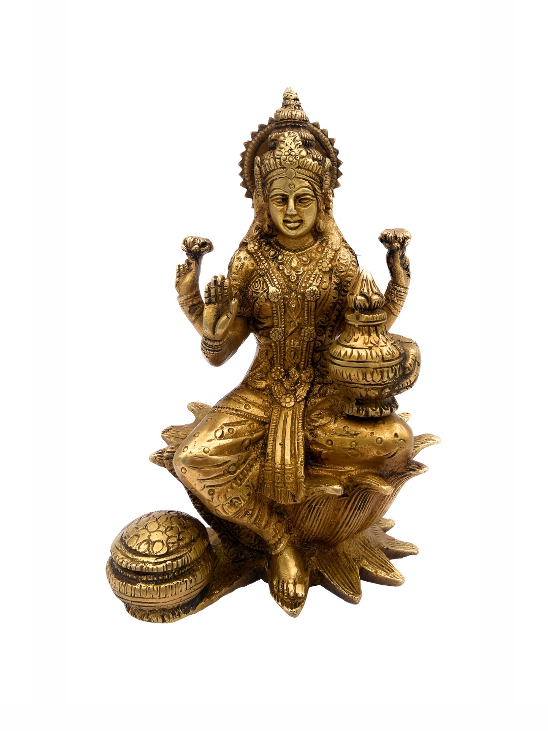 

Bhunes Gold-Toned Godesses Lakshmi Idol Brass Showpiece