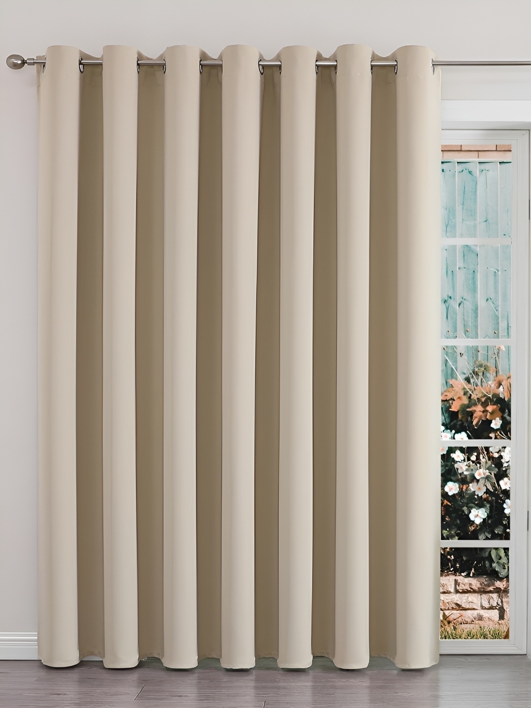 

stuffique Beige Black Out Door Curtain