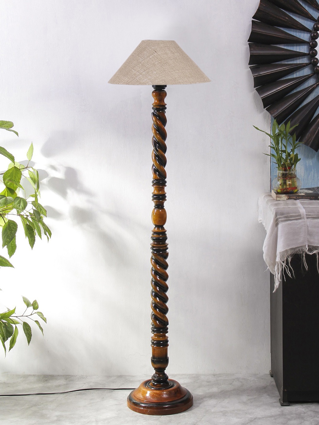 

Devansh Beige Wooden Coolie Floor Lamp