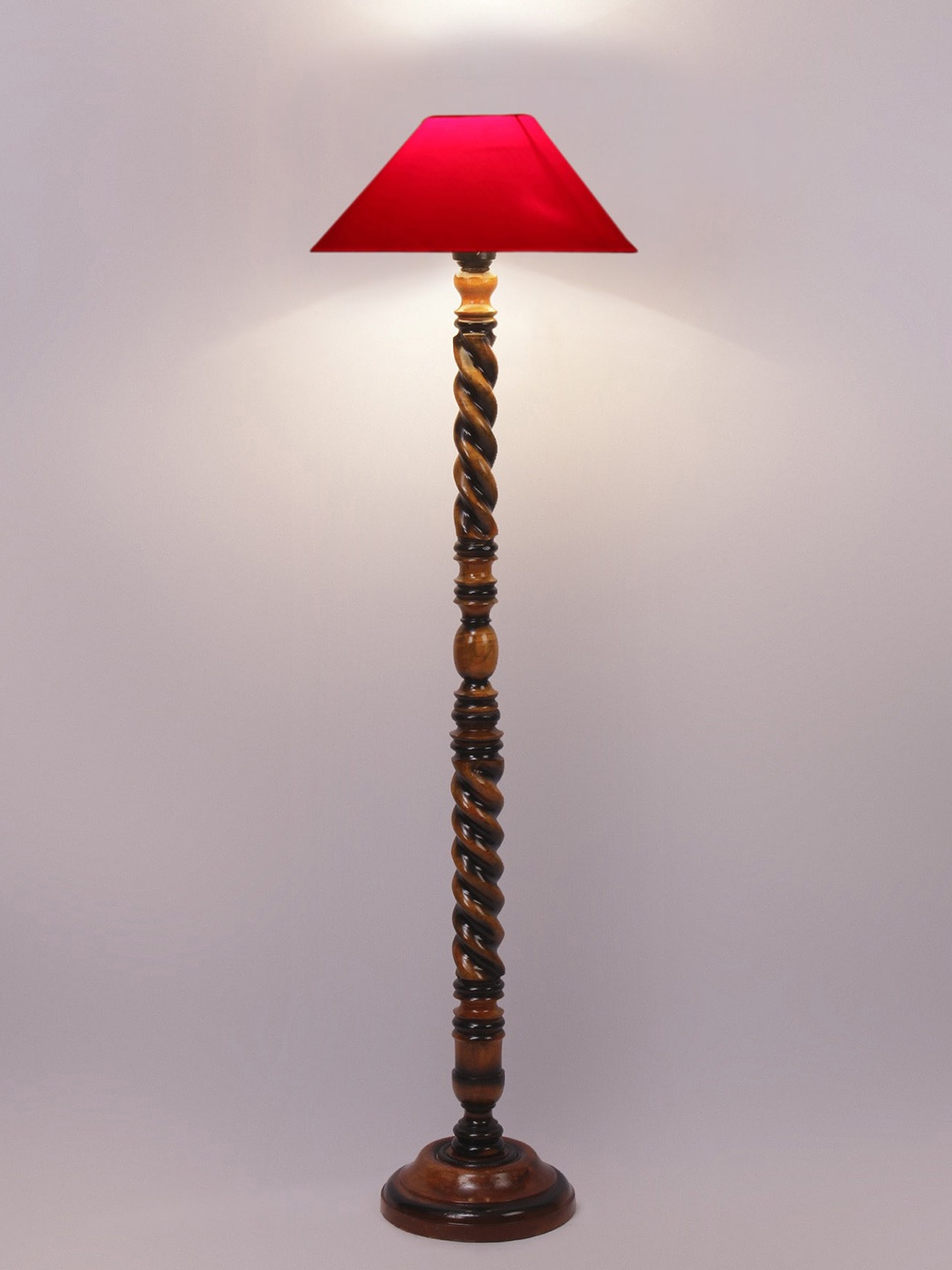 

Devansh Red Wood Floor Lamp With Shade