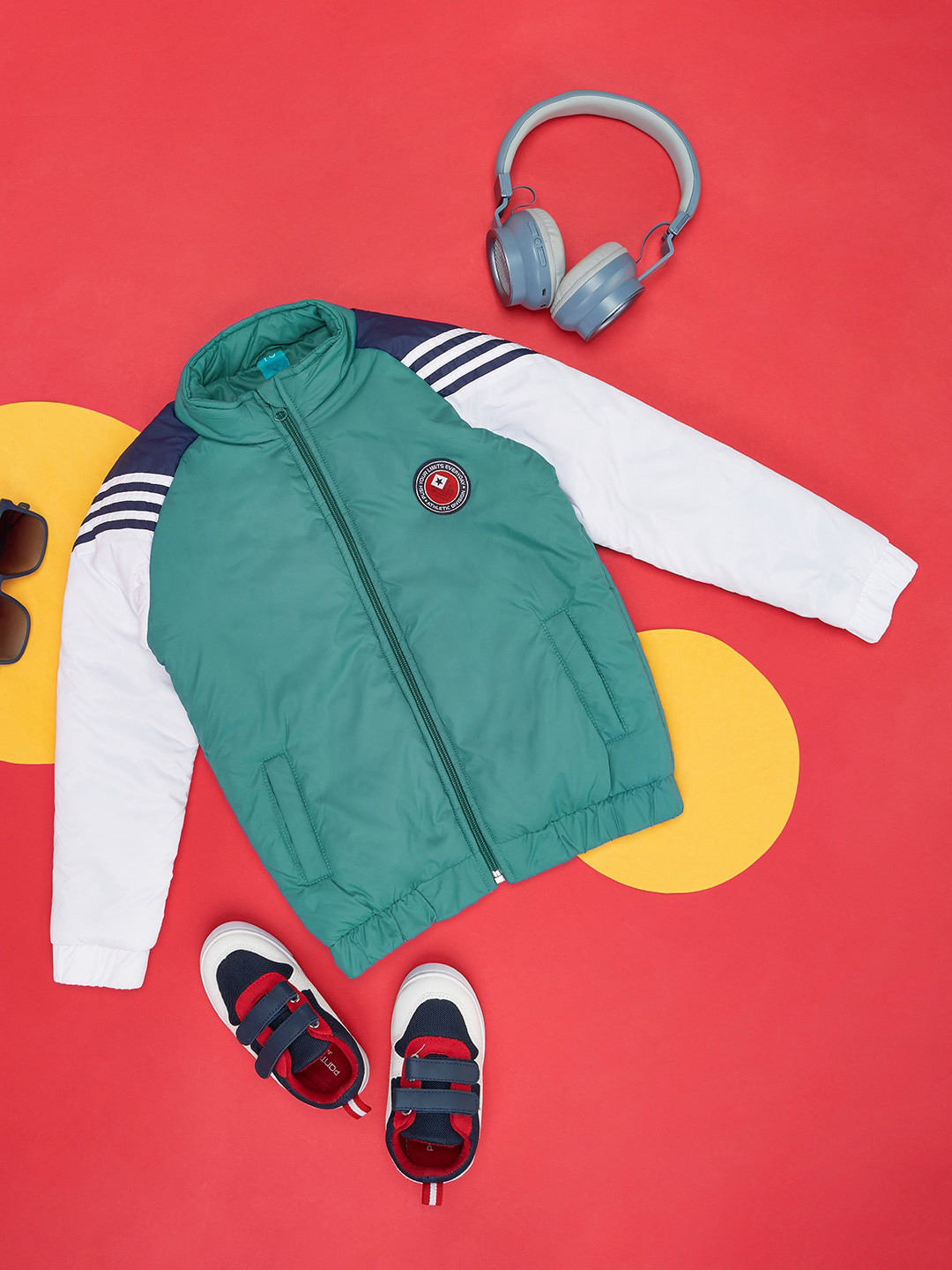 

YU by Pantaloons Boys Stand Collar Puffer Jacket, Green