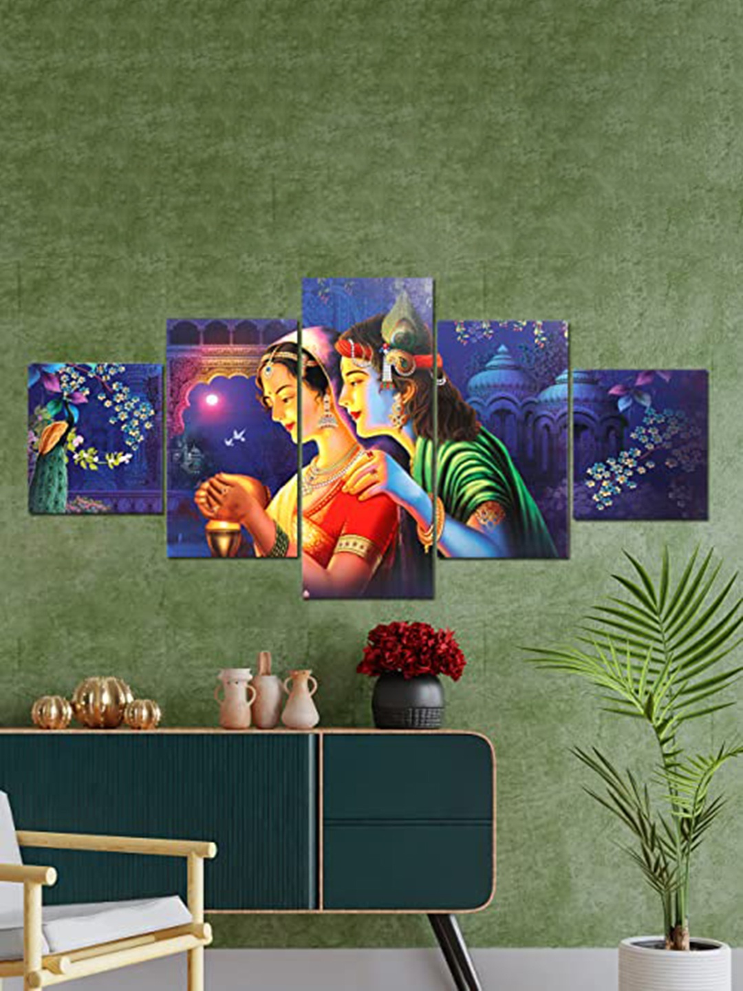 

Perpetual Blue & Red 5 Pieces Printed Wooden Painting Wall Arts