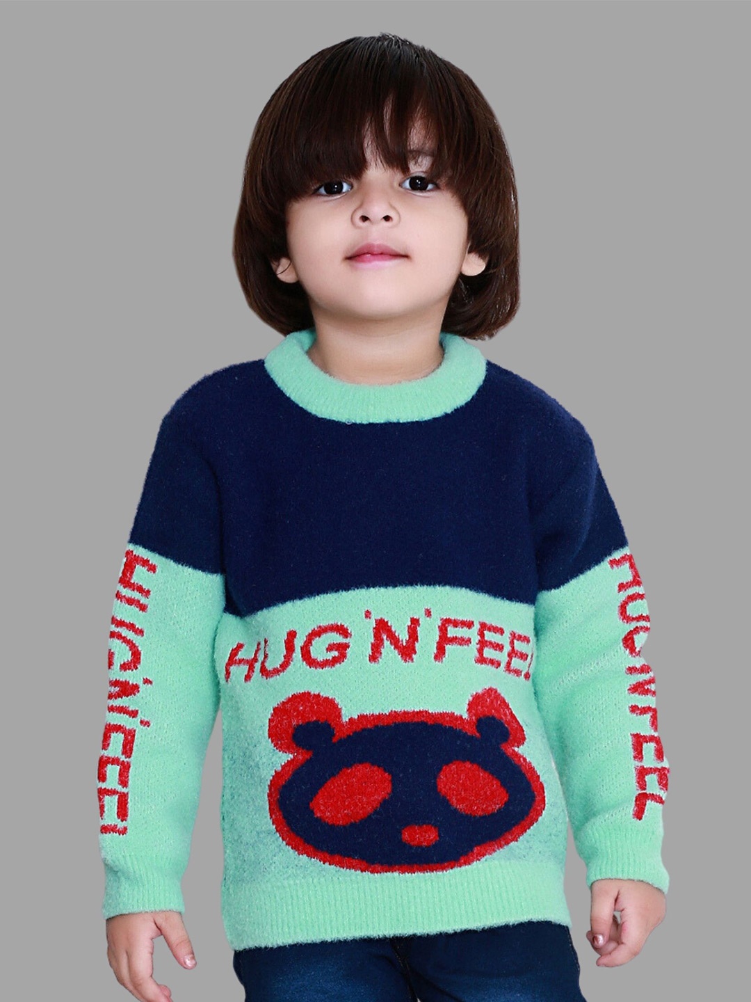 

BAESD Kids Typography Printed Round Neck Acrylic Pullover Sweater, Blue