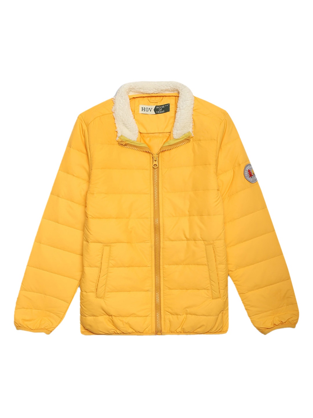 

HOUSE OF VEDAS Girls Spread Collar Lightweight Puffer Jacket, Yellow