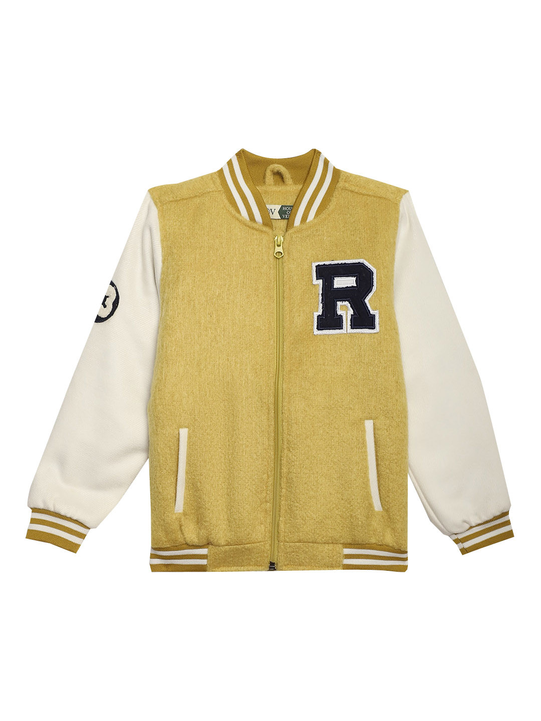 

HOUSE OF VEDAS Girls Lightweight Varsity Jacket, Yellow