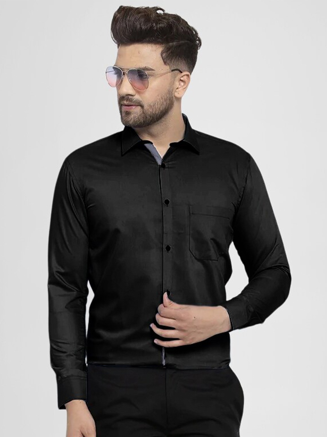

Tee Projekt Standard Fit Formal Shirt, Black
